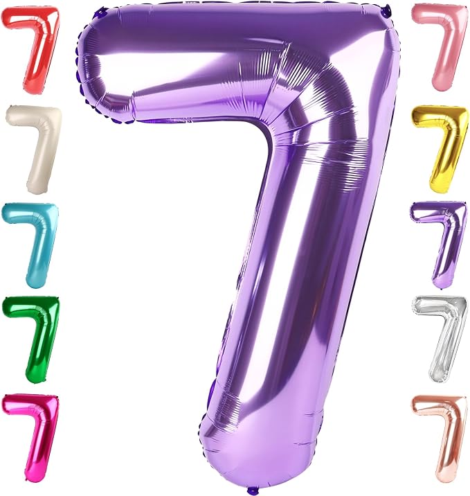 7 Balloon Numbers Birthday Decorations, 40In Purple Balloons by Mluchee