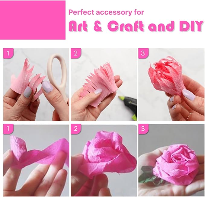 PartyWoo Pink Pastel Hot Light Baby Pink Crepe Paper Streamers 6pcs 492 FT | - Image 4