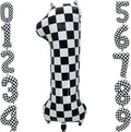 42 Inch Checkered Number Balloon 1, 1th Race Car Flag Birthday Party Supplies by Eoopoon