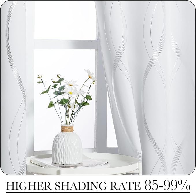 NICETOWN Greyish White Blackout Curtains - Image 4