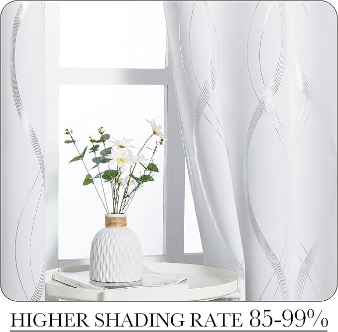 NICETOWN Greyish White Room Darkening Curtain Panels - Image 4