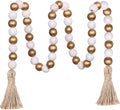 Meplait Wood Bead Garland, 39in Decorative Tassels Garland, Rustic Farmhouse by Meplait