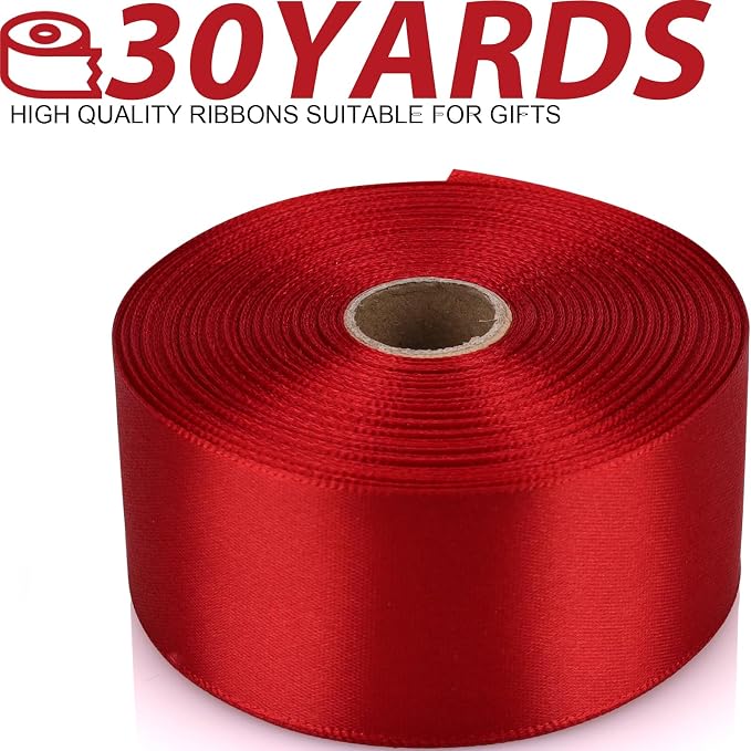 1-1/2 Inch 30 Yards Wine red Solid Satin Ribbon - Image 2