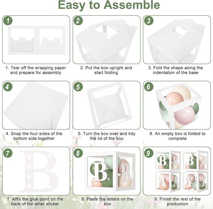 153Pcs Pink and Sage Green Balloon Baby Shower Decorations - Image 4