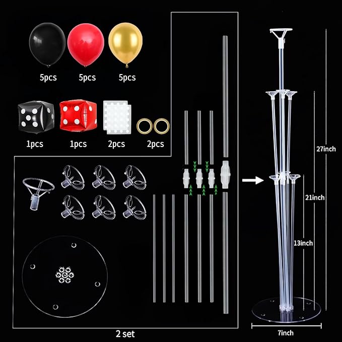 Casino Party Balloons Stand Kit 2 Sets Table Balloon Centerpieces - Image 2
