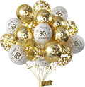 White Gold 80th Birthday Balloons Pack of 15 Men Women Happy 80th Birthday by Hongplus