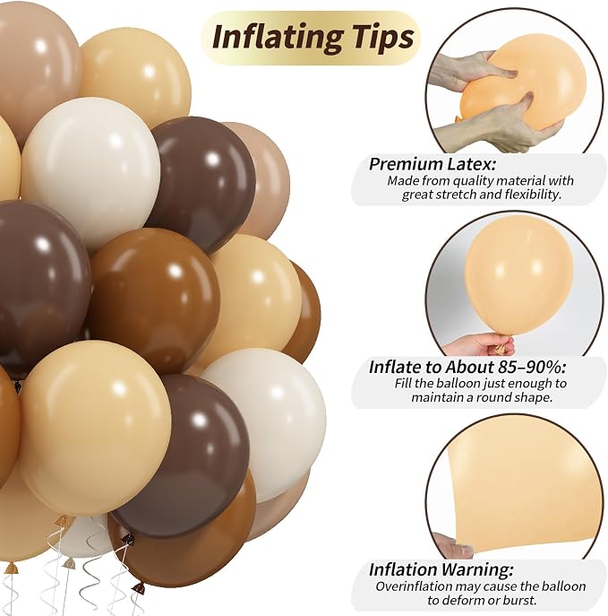 Brown Balloons, 12 Inch 50 Pcs Thick Neutral Western Cowboy Latex Balloon | - Image 6