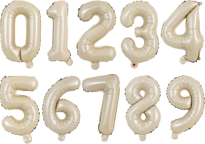 TONIFUL Number Balloon 16 Inch 10 Pcs Caramel 0-9 Birthday Number Balloons | by TONIFUL