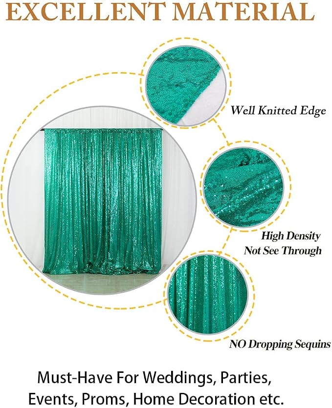 ShinyBeauty 10x10FT Green Sequin Backdrop | Grinch Christmas Photo Background - Image 4