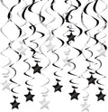 BEISHIDA Black Silver Stars Hanging Swirls Bachelorette Graduation Hanging by Beishida