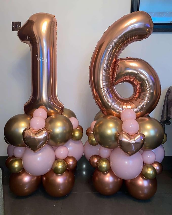 Rose Gold 19 Number Balloons, 40 Inch Giant Number 19 Balloons Foil Mylar - Image 6