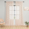 Blush Pink Lace Curtains 96 Inches Long 2 Panels by FOLKSIDEHomeDecoration