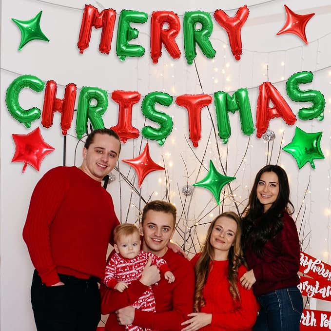 FunHot Merry Christmas Balloons Banner, 16 Inch Xmas Letter Balloons - Image 7