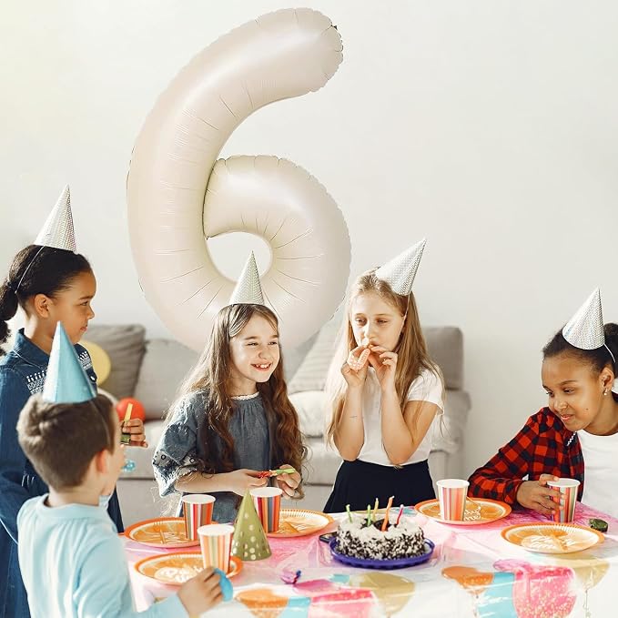 40 inch Cream White Number Balloon Giant Foil Helium Balloons Beige Number 7 - Image 6