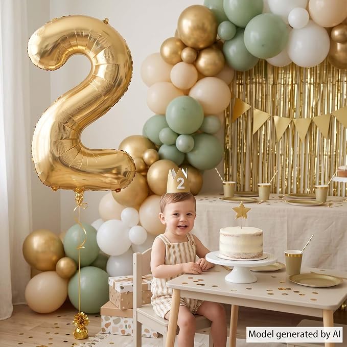White Gold Number 2 Balloon 40 Inch, Foil Numeral - Image 2