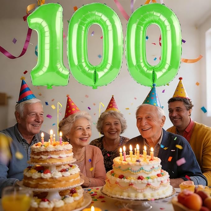40 Inch Number 100 Balloons for 100th Birthday Party Decorations, 0-100 Fruit - Image 2