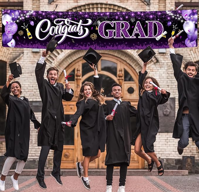 2026 Graduation Decorations-Congrats Grad Purple Yard Sign Banner Decoration - Image 6