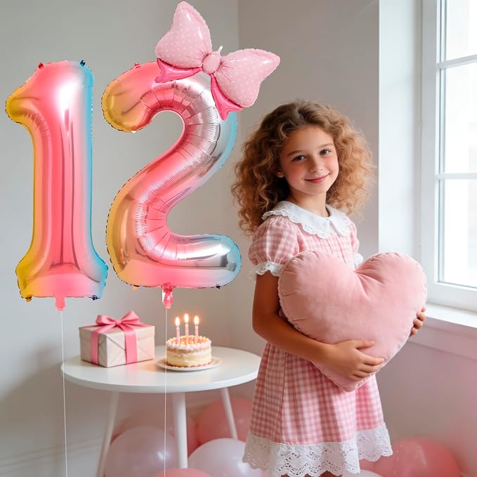 40-Inch Number 2 Gradient Giant Number Balloons And Mini Bow Balloons Foil - Image 3