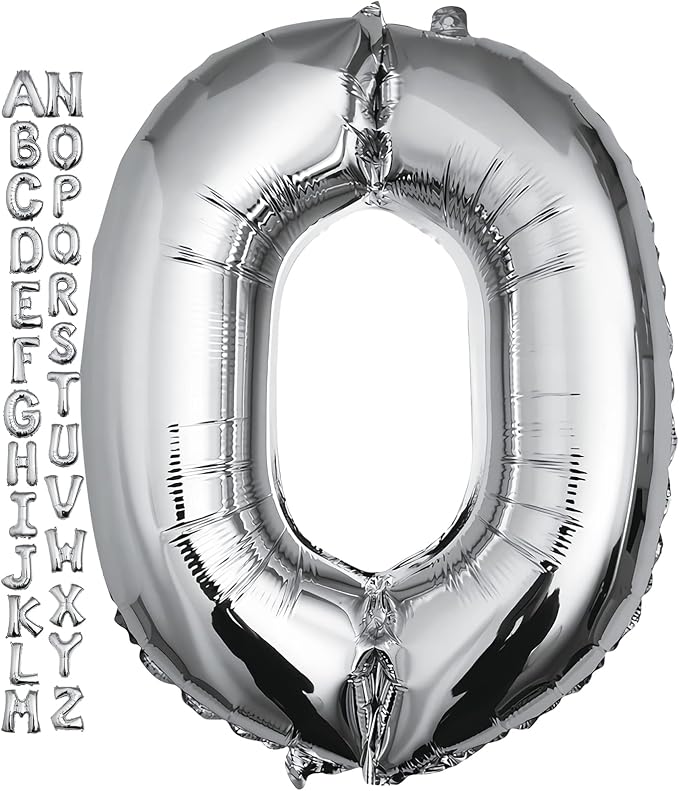 40 inch Silver Letter O Balloon, Big Size Alphabet Foil Mylar Helium Balloons by VHUWE