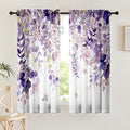 Purple Eucalyptus Floral Curtains 63 Inch Length Watercolor Flower Plant Light by GOLDLAWN