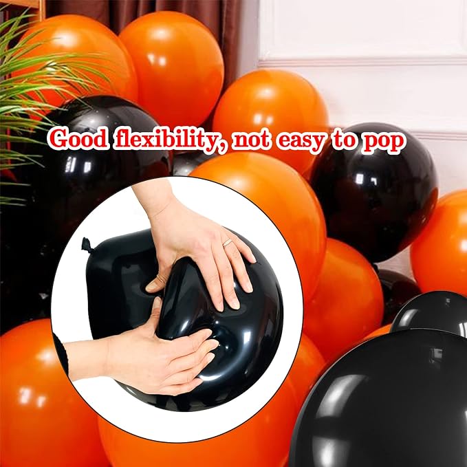 Orange and Black Balloons 50 Pack 12 Inch Black Orange Confetti Balloon - Image 3