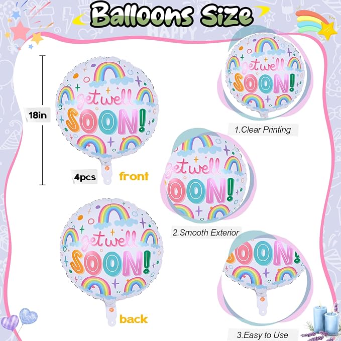 18 Inch Get Well Soon Foil Balloons Set - Image 2