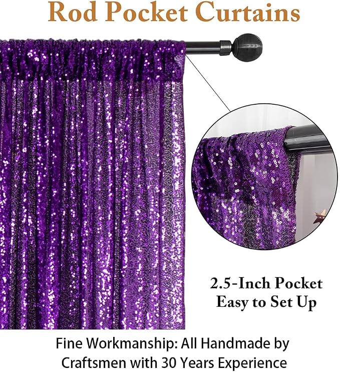 ShinyBeauty Purple Sequin Backdrop 10FTx10FT - Image 3