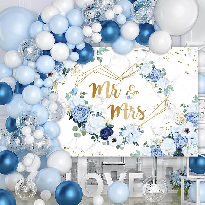 AIBIIN 5x3ft Mr and Mrs Floral Backdrop - Image 5