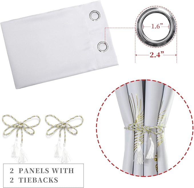 Greyish White Thermal Insulted Curtains 96 Inches Long Room Darkening Light - Image 4