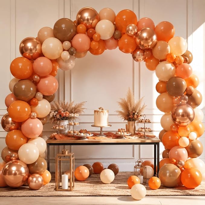 Fall Balloons Terracotta Burnt Dark Orange Brown Tan Coffee Metallic Gold Ivory - Image 3