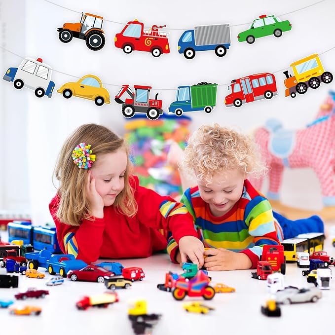 Hooqict Happy Birthday Banner Transportation Birthday Decorations Car Train - Image 6
