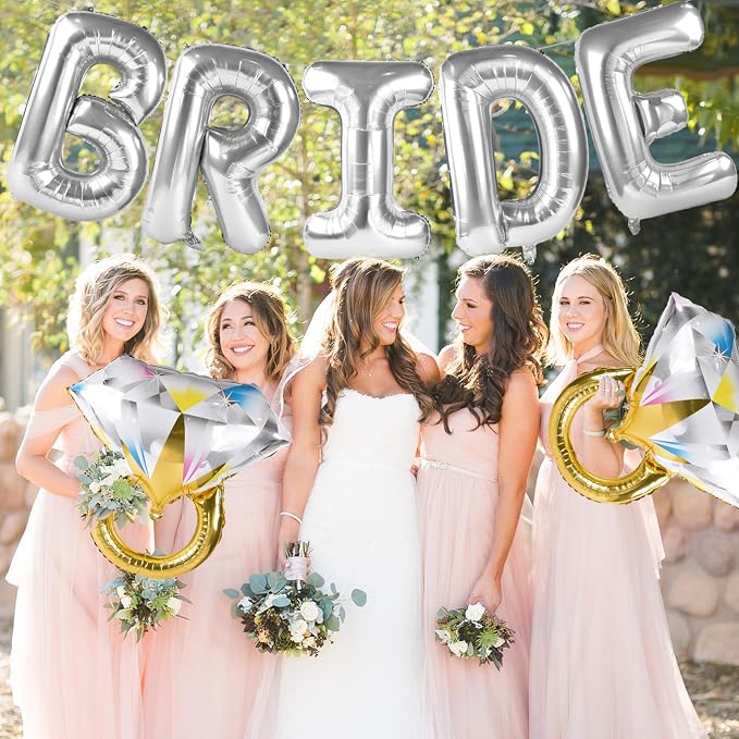 Bride Balloons with 2 Ring Foil Balloons, bachelorette parties and engagements - Image 5