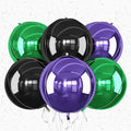6Pcs Black Green Purple Round Foil Balloons, Giant 4D Round Ball Balloon by Adorely