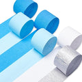 PartyWoo White Silver Royal Blue Light Crepe Paper Streamers 6 Rolls 492 FT | by PartyWoo
