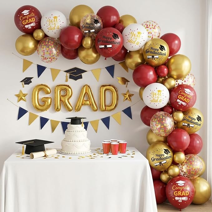 Graduation Balloons, Metallic Gold Confetti Latex Balloons, College High School - Image 6
