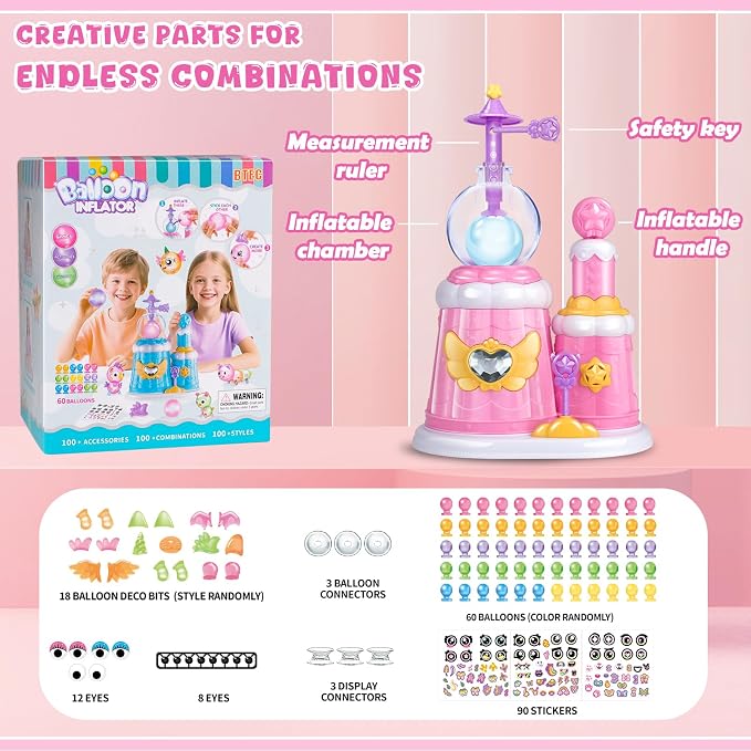 BTEC 195PCS DIY Princess Pink Magic Balloon Craft Kits, Girls Gifts Ages 3+ | - Image 6