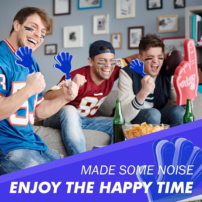 60 Pcs Hand Clappers Noisemakers 7.5 Inch Clappers Noisemakers Plastic Hand Clappers for Birthdays Game Football Sporting Events Cheers Supplies Dance Basketball Football Noisemakers(Blue and White)