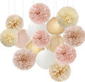 Champagne-Gold White Party-Decorations Paper-Flowers Lanterns by Hugfond