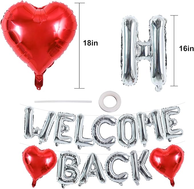 TONIFUL 16 Inch Silver WELCOME BACK Foil Letter Balloons Banner Decoration | - Image 2