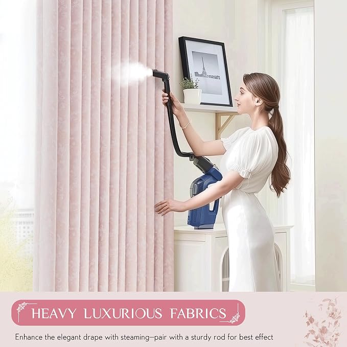 Beauoop Pink Floral Jacquard Blackout Curtains - Image 5