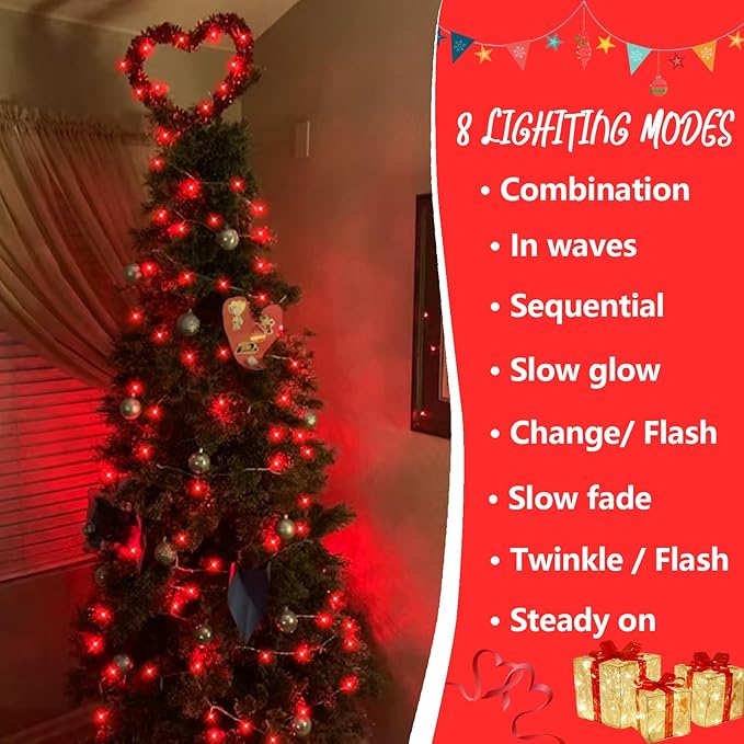 YEGUO 165ft 500 LED Halloween Lights Outdoor Waterproof, Red String Lights Indoor Plug in, 8 Modes Clear Wire for Halloween Holiday Home Tree Garden Patio Decor