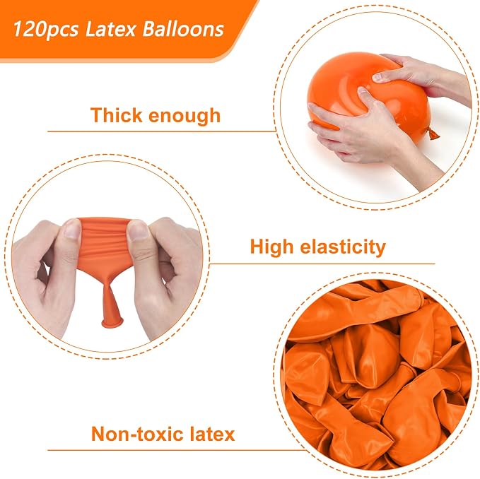 RUBFAC Orange Balloons 120pcs 12 Inches Latex Balloons - Image 4