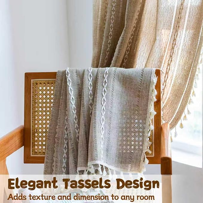 Sutuo Home Boho Curtains for Bedroom Living Room 90 Inch Length, Light - Image 4
