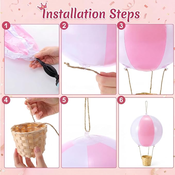 8 Sets Hanging Hot Air Balloon Decoration from Ceiling 12 Inch PVC Lanterns - Image 3