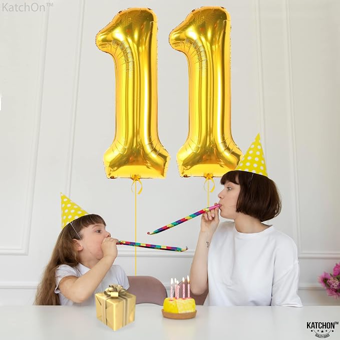 KatchOn Gold Number 11 Balloon 40 Inch, 11th Birthday Balloon Decor | 11th - Image 6