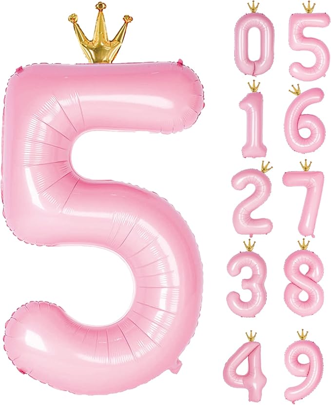 Giant Light Pink Number 5 Balloon by GifloonOfficial