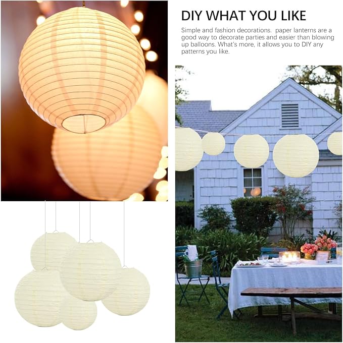 20Pcs Cream Paper Lanterns for Parties, 6” 8” 10” 12” Chinese Asian Hanging - Image 6