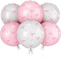 6Pcs Bow Print Round Foil Balloons, by vibzox