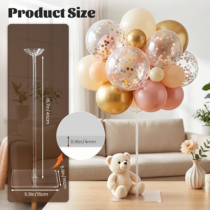 6 Pack 15.75 Inch Clear Acrylic Balloon Stands, 15.75 Inch Balloon Stand Kit - Image 2