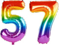 40 Inch Number 57 Balloons for 57th Birthday Party Decorations, 0-100 Rainbow by FOBELEC